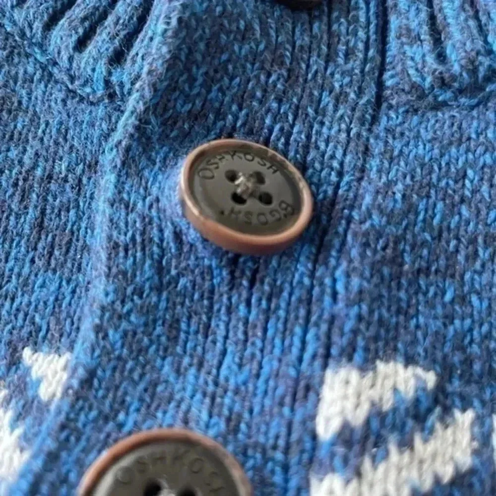 Oshkosh B’gosh boys blue/white knit cotton sweater 2T EUC